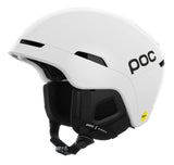 Casque de ski Obex Mips blanc, léger et ventilé, offrant protection et confort en montagne.