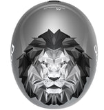 Skull Dura JR helmet featuring a lion design, inspired by Marco Odermatt's racing gear, for young skiers.