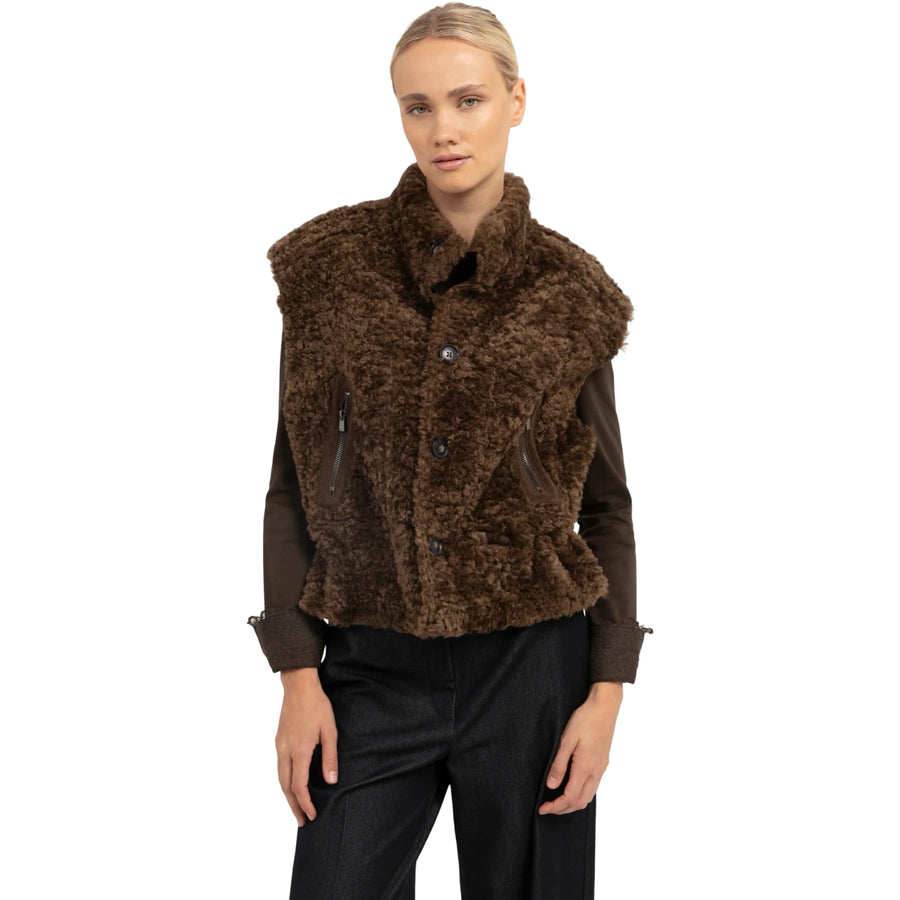 VESTE FAUX SHEARLING AVEC CORDON