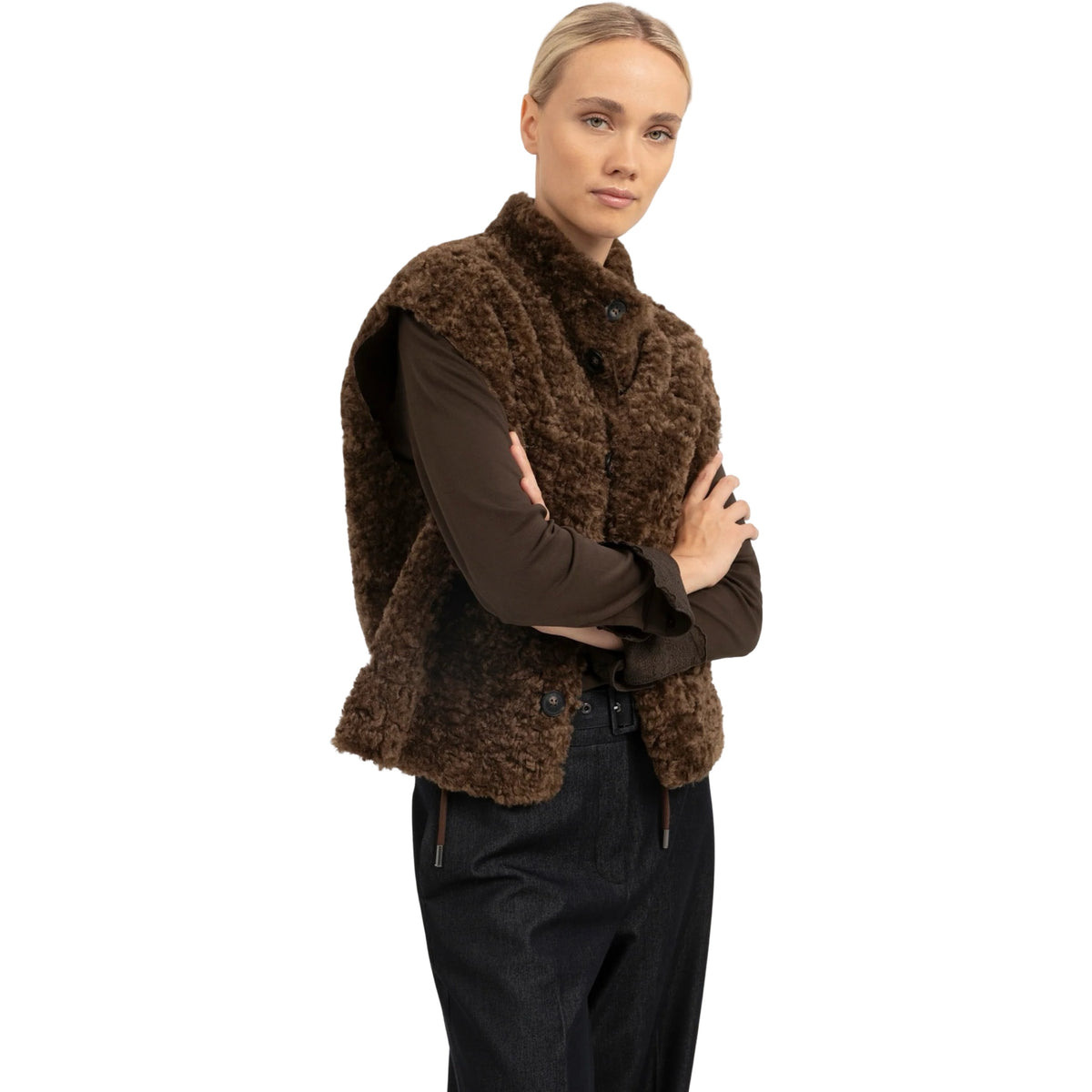 VESTE FAUX SHEARLING AVEC CORDON