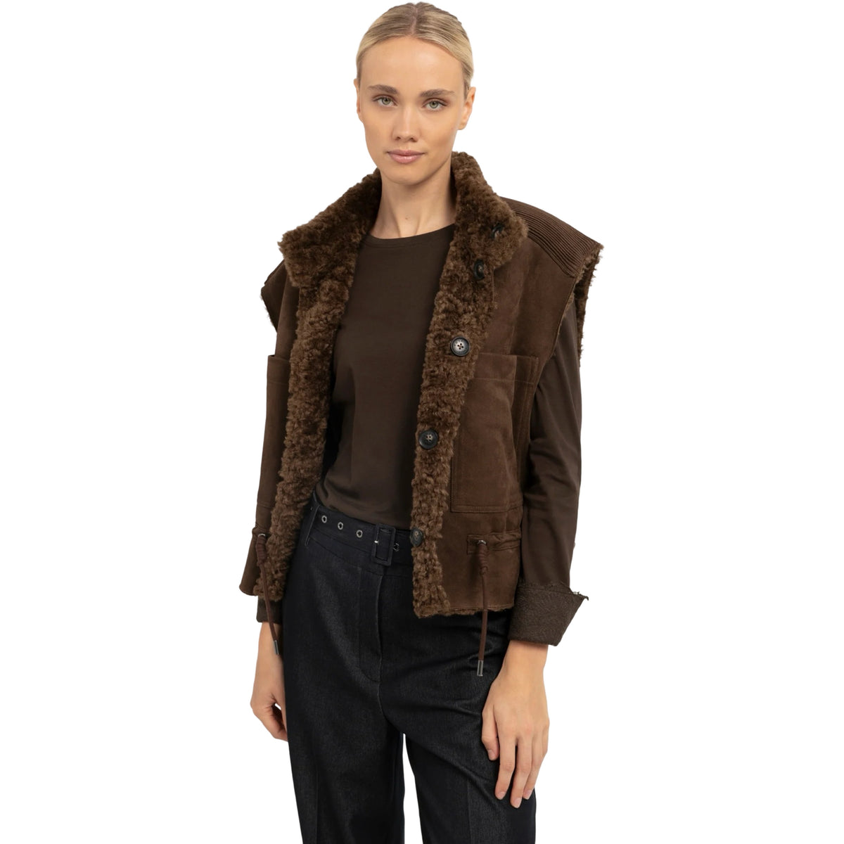 VESTE FAUX SHEARLING AVEC CORDON