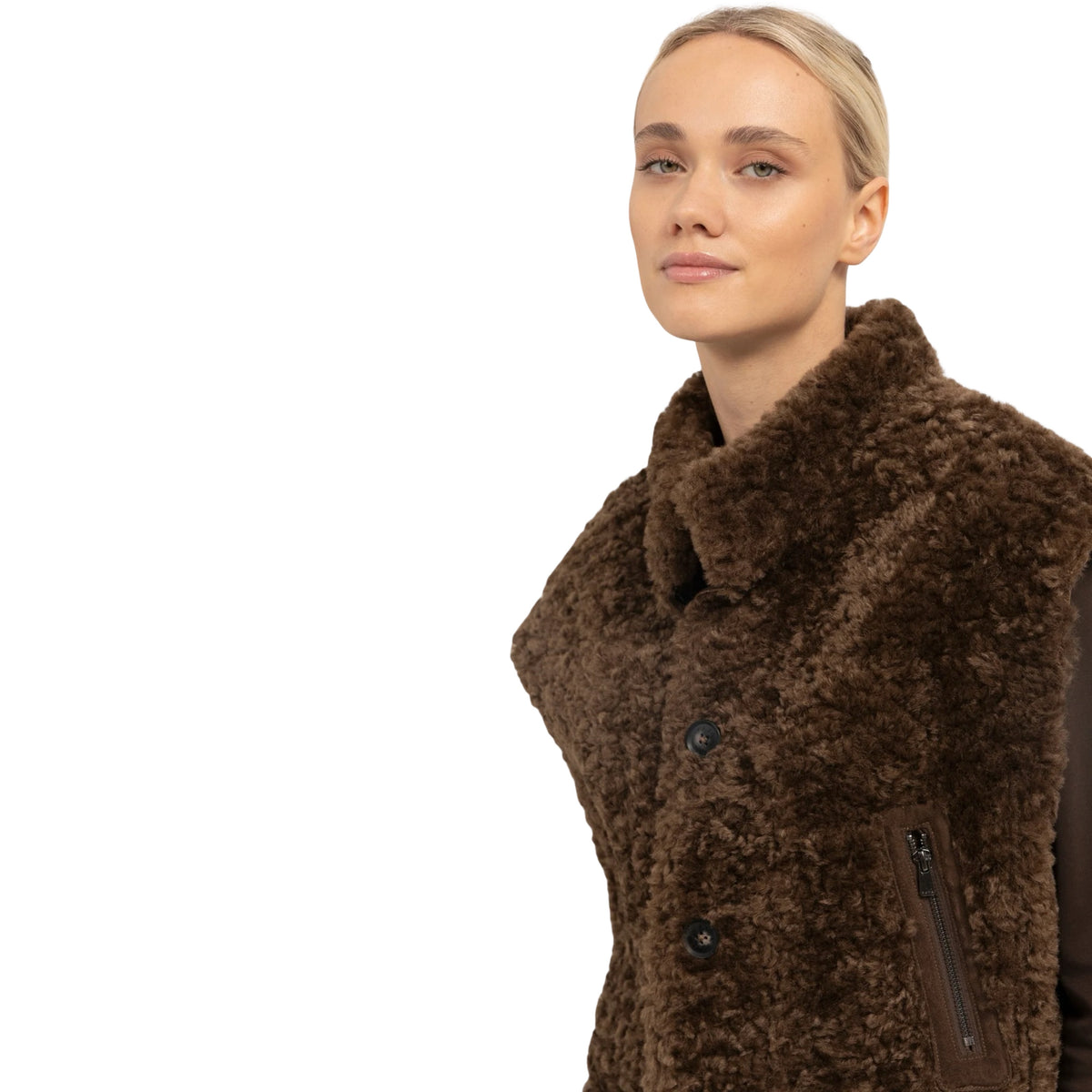 VESTE FAUX SHEARLING AVEC CORDON