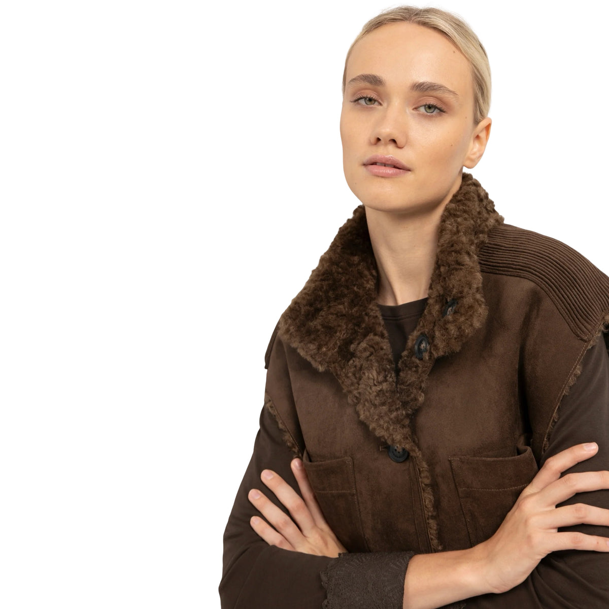 VESTE FAUX SHEARLING AVEC CORDON